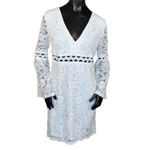 JJs House Special Occasion Dress NWT White Lace Knee Length Womens Size Medium